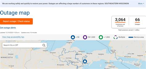 An image of a power outage map